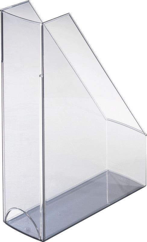 Helit the tower Economy Stehsammler A4/C4 – mit Griffloch, 85 × 322 × 240 mm, grau transparent