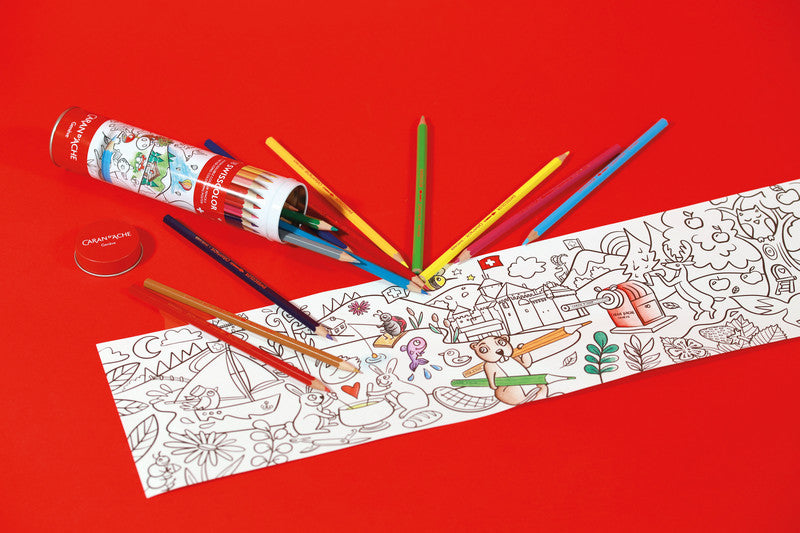 Caran d-Ache Caran d'Ache Swisscolor Aquarellfarbstifte-Set – 18 Farben, Mine Ø 2,8 mm, Metallschachtel, inkl. Poster