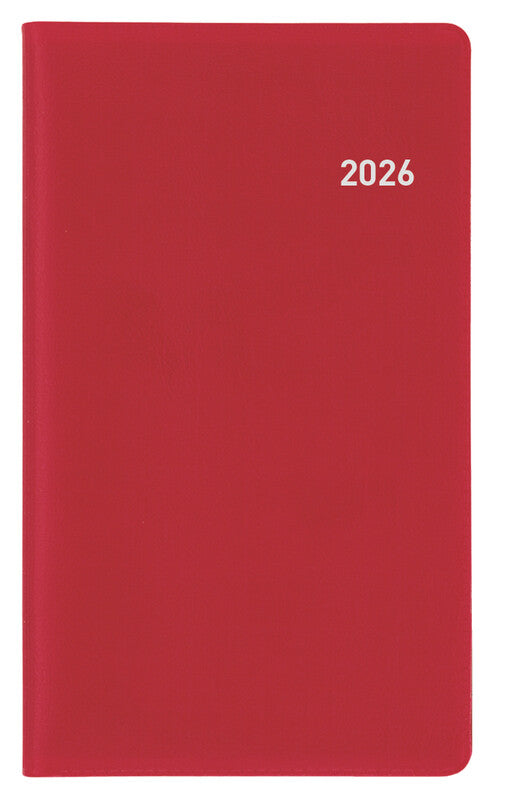 Biella Planer Berlin Agenda – 1 Tag/Seite, geheftet, 8,7 × 15,3 cm, 2026, 1‑h‑Takt, weinrot, FSC