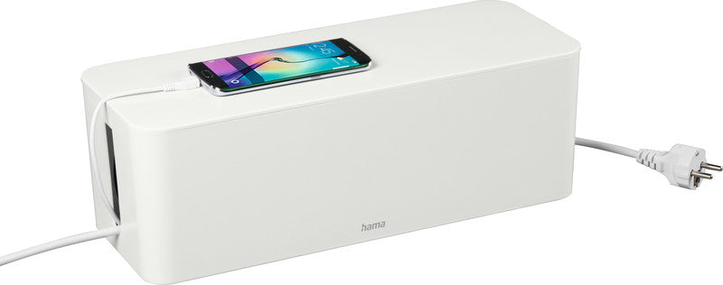 Hama Kabelbox – 406 × 156 mm, Kunststoff, Weiss, zuschneidbar, für Kabel bis Ø 20 mm