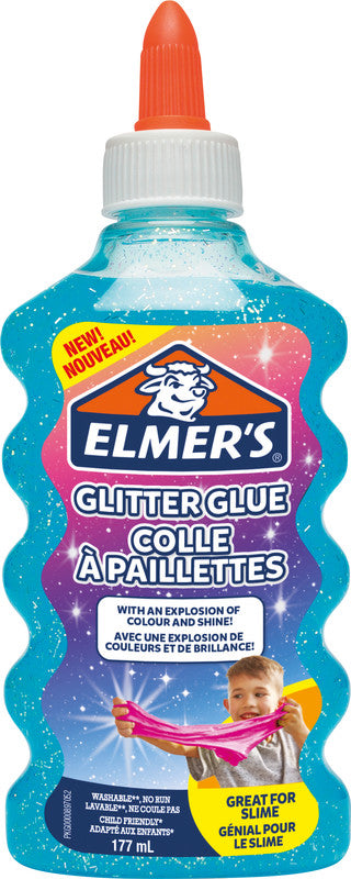 Elmer's Glitzerkleber – Blau – 177 ml – Auswaschbar, Geruchsarm – Für Basteln