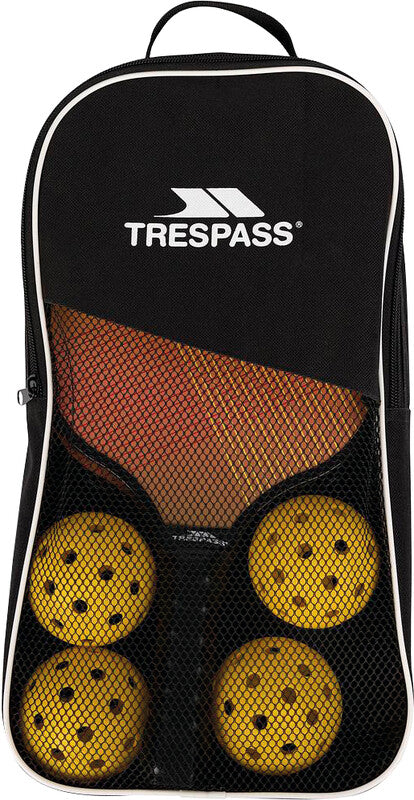 Trespass Pickleball-Set – Schläger PP/Holz/Leder, 20,0×40,0×6,0 cm – 2 Schläger, 4 Bälle, 1 Tasche – Orange