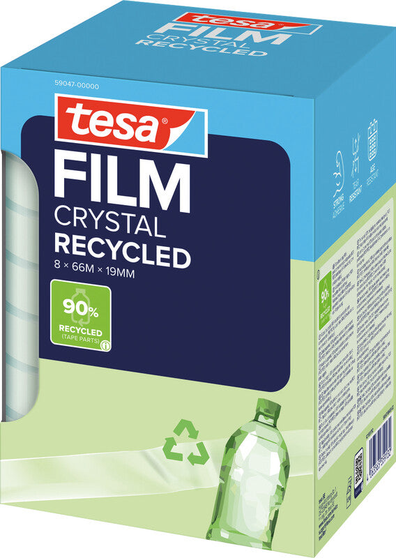 TESA Klebeband eco & crystal – permanent, Kunststoff, 19 mm × 66 m, 8 Rollen