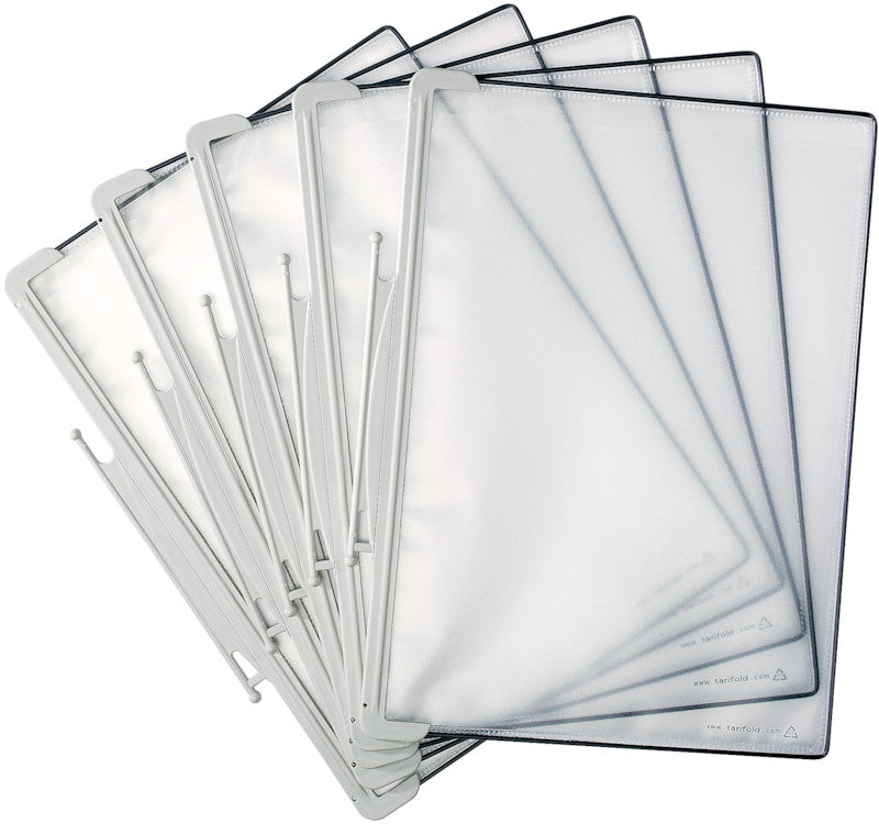 Djois Wandprospekthalter – für A4, 5 Fächer, transparent/grau, Kunststoff, 260×340×8 mm