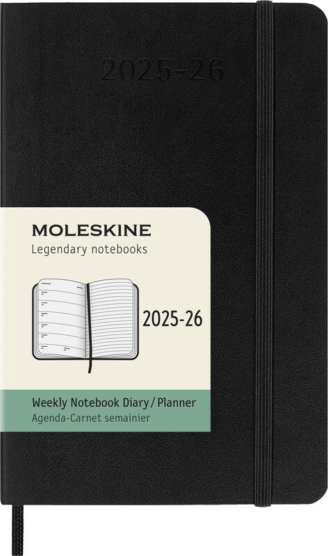 Moleskine Schüleragenda – 1 Woche/1 Seite, gebunden, 9 × 14 cm, 18 Monate Juli–Dezember, Englisch, Schwarz, FSC