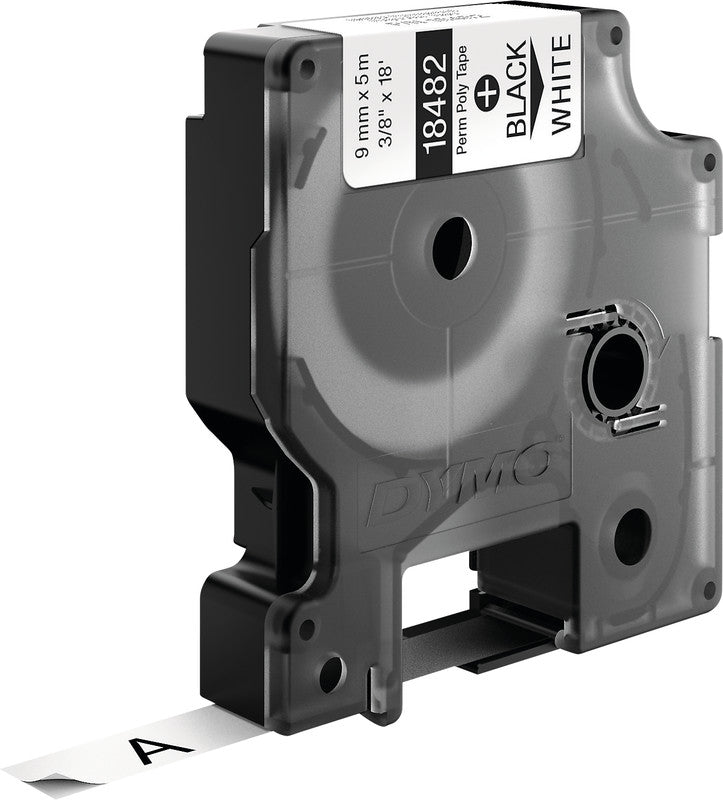 DYMO Textilband – 9 mm × 5,5 m, weiss, schwarz – für DYMO Rhino: 3000, 4200, 5000, und andere