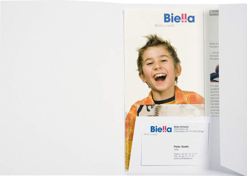 Biella Konferenzmappe – A5, Visitenkartenfach, Karton, Weiss