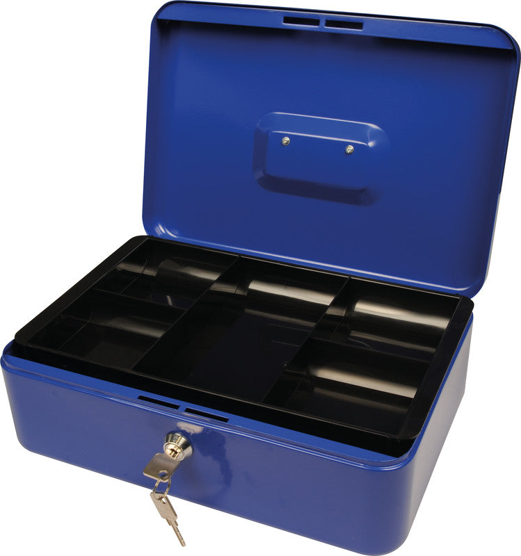 Q-Connect – Geldkassette – mit Schlüssel – 30 × 21,7 × 10 cm – Blau – Stahl