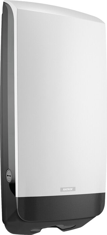 Katrin Falthandtuchspender Inclusive XL Kunststoff Weiss – für Falthandtücher bis 244 mm – 338 × 730 × 146 mm