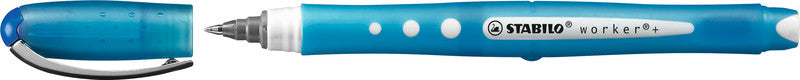 STABILO worker+ colorful – Tintenroller, mit Kappe, 0,5 mm, blau, für Linkshänder