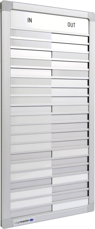 Legamaster Anwesenheitstafel, magnetisch, Kunststoff-Oberfläche, Alurahmen – 26 × 54 cm, Grau