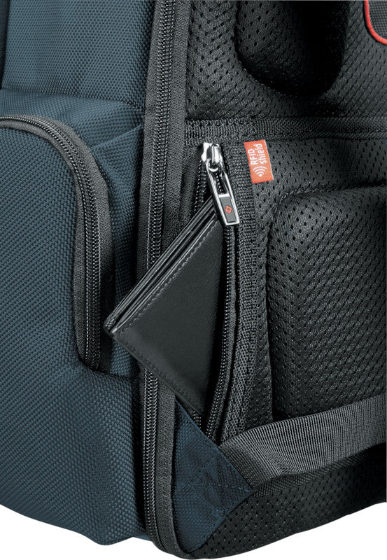 Samsonite Pro-DLX 5 3V Notebook-Rucksack – 20 l, RFID-Fach, Aufsteckfunktion, Nylon, Blau