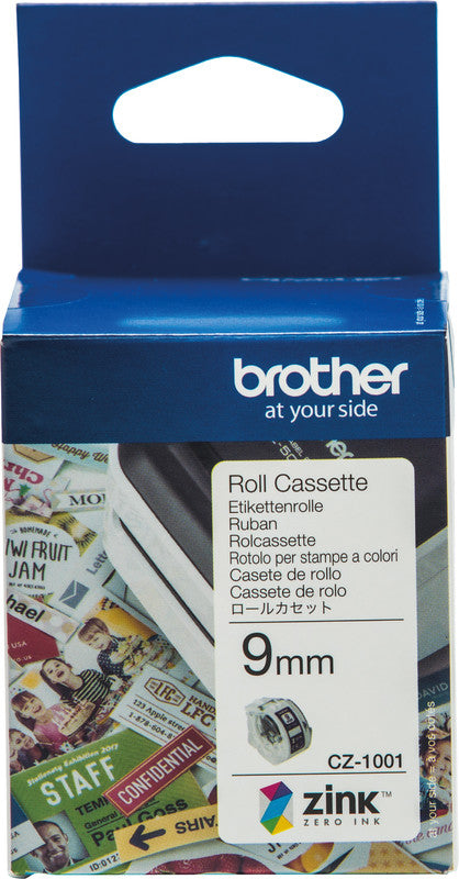Brother Etikettenrolle, 9 mm × 5 m, weiss, Papier, permanent, für VC-500W