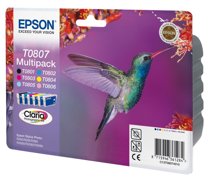 Epson Tintenpatronen-Multipack T0807, CMYK, 6er-Pack