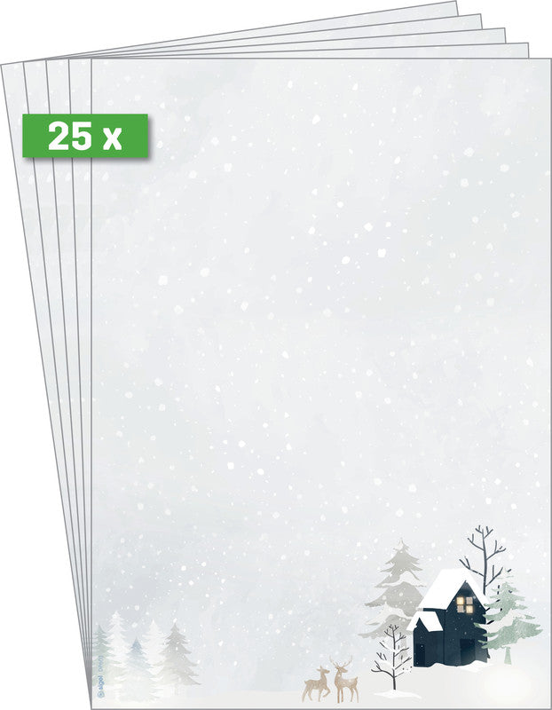 Sigel Motivpapier – A4, 90 g/m², Motiv: Gemütliches Weihnachts-Aquarell – für Inkjet/Laser/Kopierer – FSC – 25 Blatt