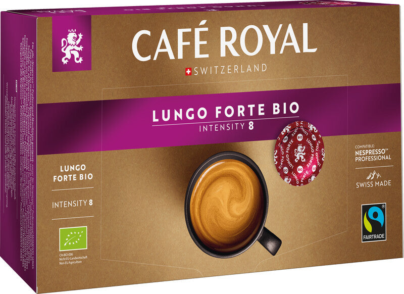 Café Royal Lungo Forte Kaffeepads – für Nespresso Professional – Intensität 8 – Bio – 50 Pads