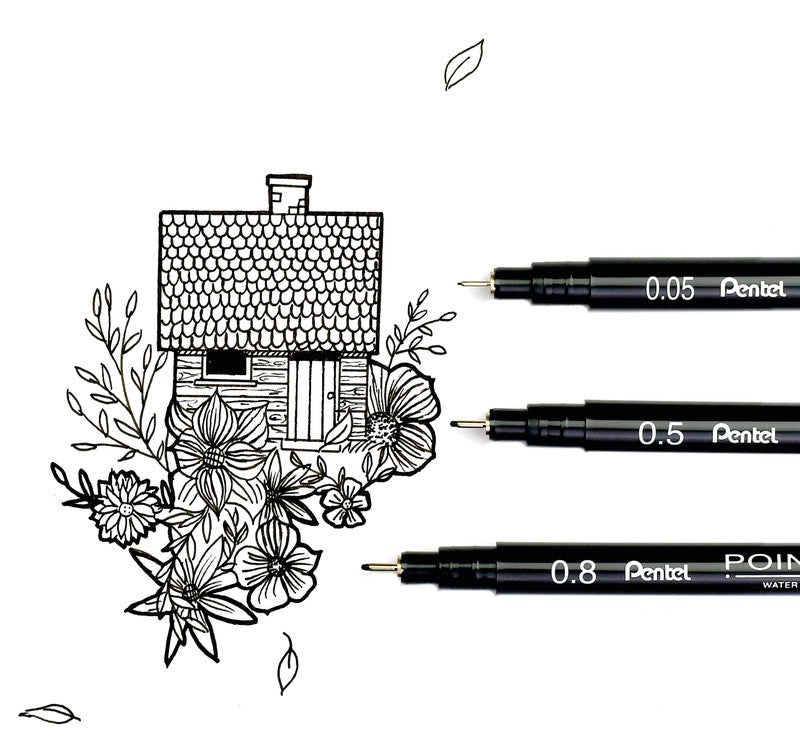Pentel Pointliner Fineliner 0,5 mm – schwarz – wasserfest