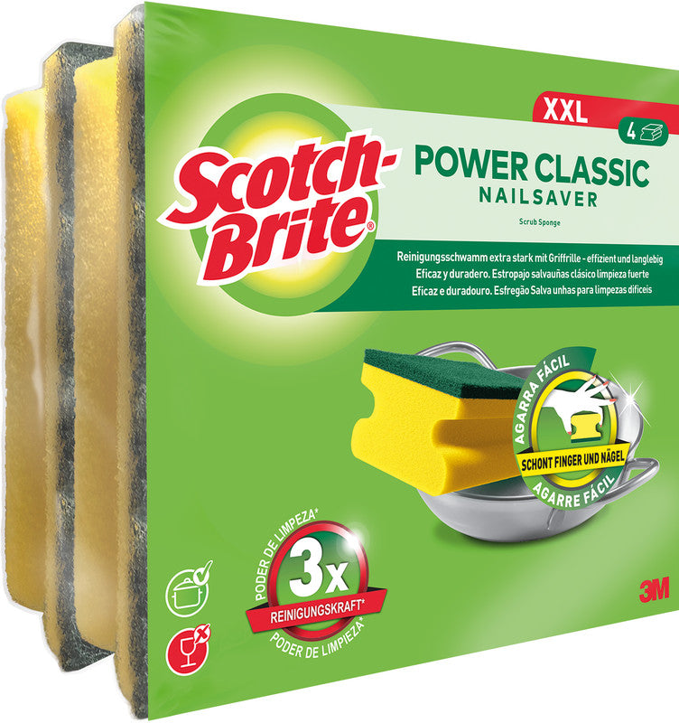 Scotch-Brite Schwamm Classic – Kunststoff, 15 × 4,3 × 7,8 cm, gelb/grün, 4 Stk.