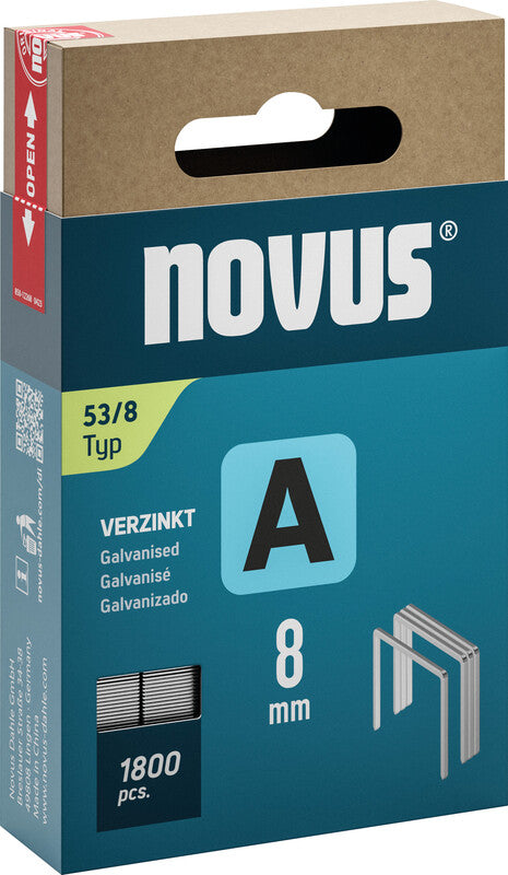 Novus Heftklammern – 8 mm – Metall, silber – 1800 Stk.