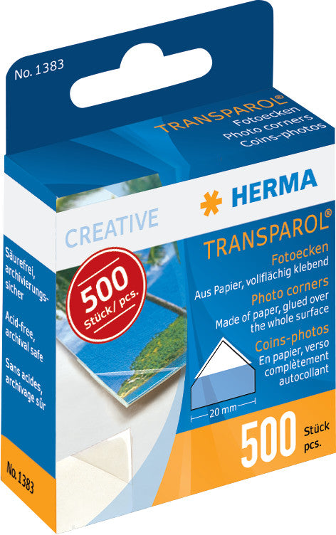 HERMA Transparol Fotoecken – wiederablösbar, transparent, selbstklebend, lösemittelfrei, 500 Stk., für Fotos