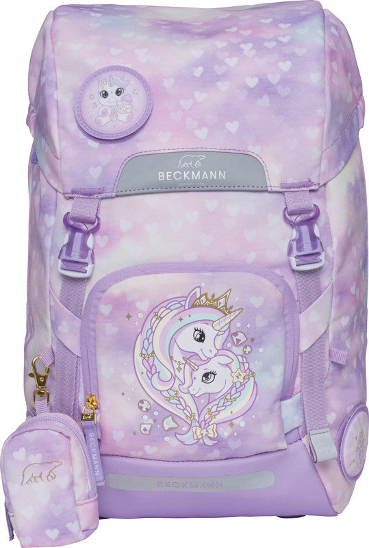 Beckmann Classic Schulrucksack-Set 1. Klasse – 6-teilig – Einhorn Prinzessin Violett
