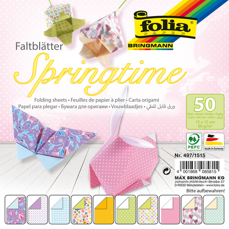 Folia Faltblätter – 150 × 150 mm – 80 g/m² – sortiert – 50 Blatt