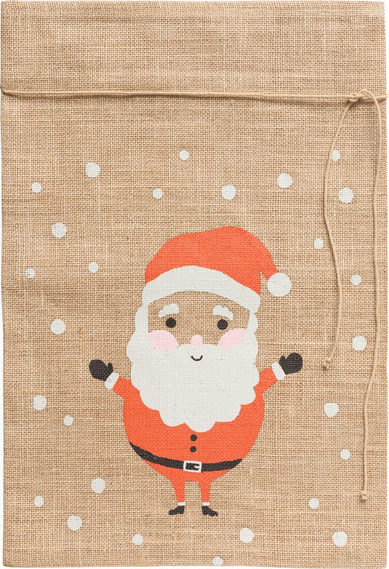Folia Geschenkbox – Weihnachtsmann – Jute, mit Zugkordel – 350 × 500 mm
