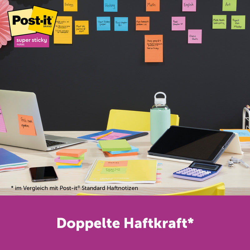 Post-it Haftnotizen Bangkok Kollektion – 101×152 mm – sortiert, 3×90 Blatt, Super Sticky, liniert, PEFC