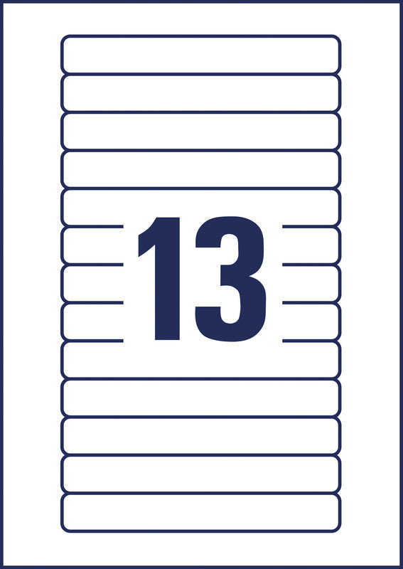 Avery Druckeretiketten, 147 mm × 20 mm, weiss, Papier, wiederablösbar, 25 Blätter (325 Etiketten)