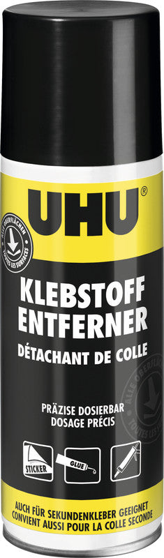 UHU Klebstoffentferner – Sprühdose, tropffrei, 200 ml, für Klebstoff, Aufkleber, Fett- und Ölrückstände