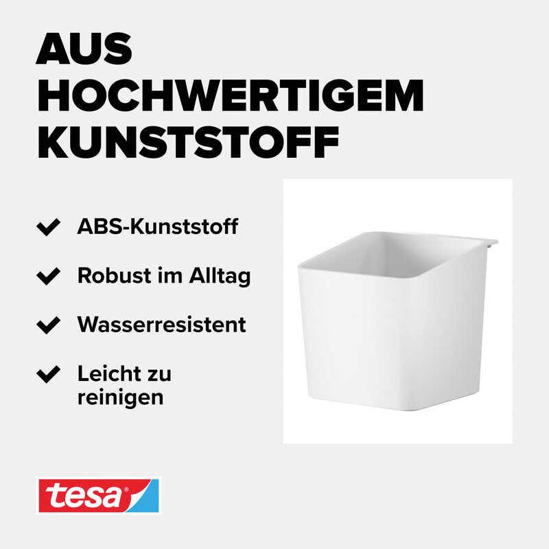 TESA Kräuterkopf – Power.Kit-Befestigung, wieder ablösbar, belastbar bis 5 kg – ABS – Weiss – 13,5 × 13,5 × 14