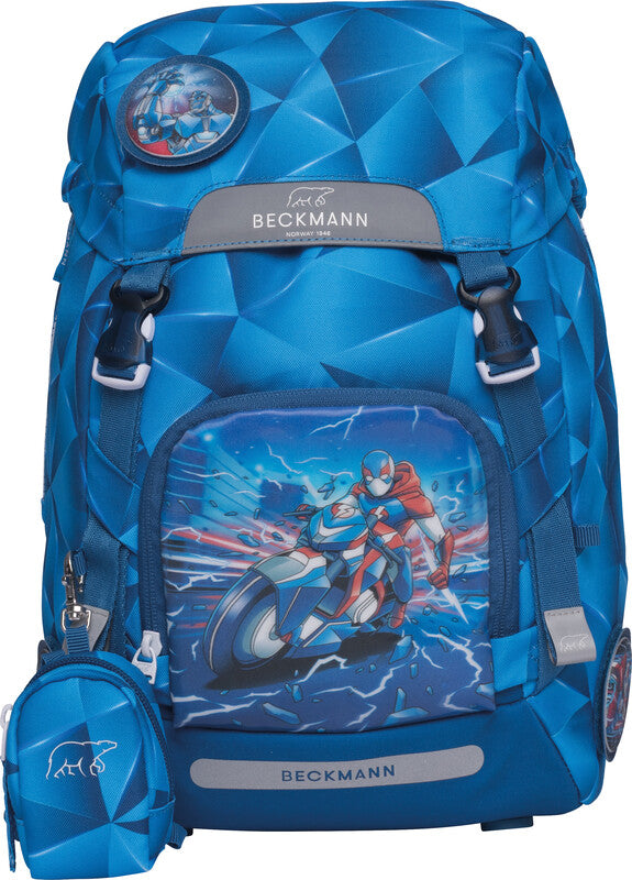 Beckmann Classic Schulrucksack 1st – Blue Lightning – 22 l – aus recycelten PET-Flaschen