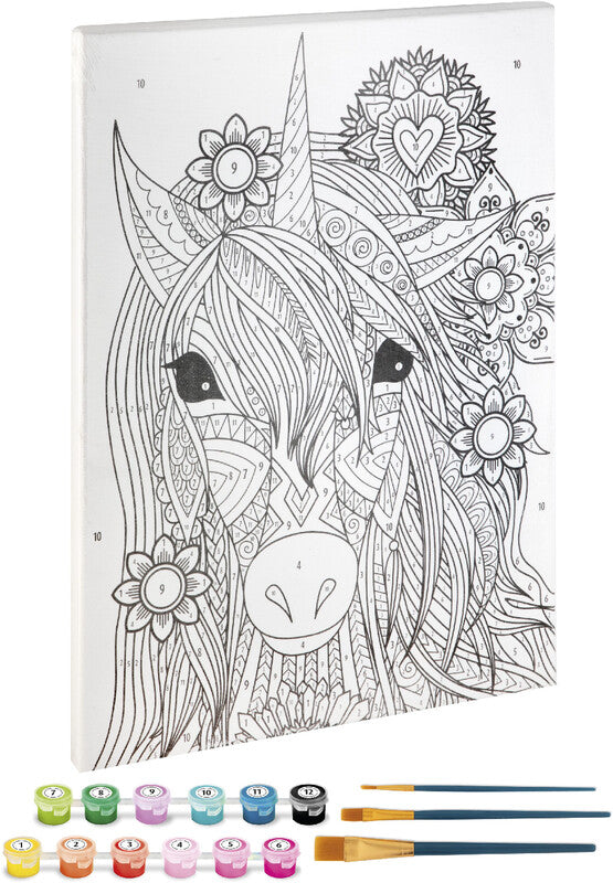 Noname Sombo – Malen nach Zahlen-Set Einhorn – ab 6 Jahren – 12 Farben, 3 Pinsel – 300 × 400 mm