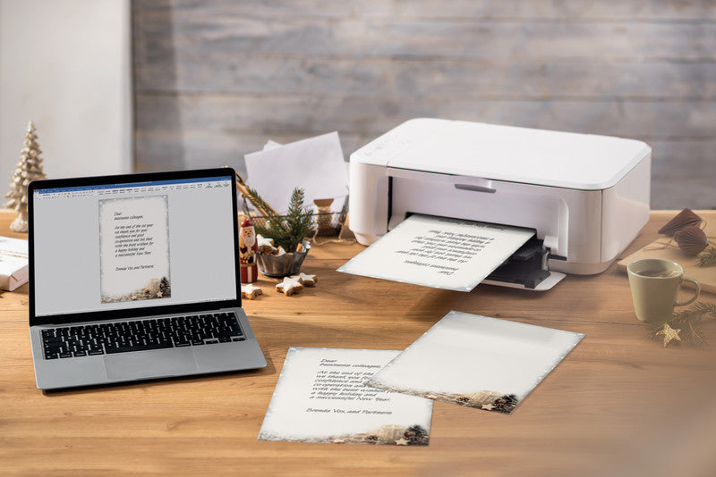 Sigel Motivpapier – A4, 90 g/m², Motiv Beige Weihnachtskerze – für Inkjet/Laser/Kopierer – FSC – 25 Blatt