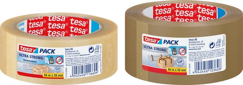 tesa Vinylband – 50 mm × 66 m, transparent, stark