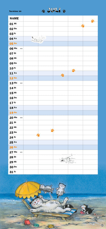 Heye Familienplaner Katzenliebhaber – für Familien – 5 Spalten – Deutsch – 2026 – 21 × 45 cm