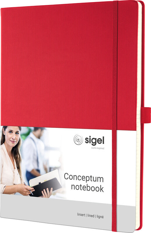 Sigel Notizbuch A4, liniert, Fadenheftung, 194 Seiten, 80 g/m² – rot