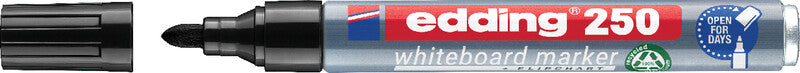 Edding Whiteboard-Marker 250 – Rundspitze 1,5-3 mm – Schwarz – Trocken abwischbar