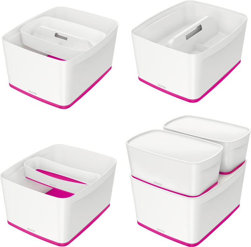 Leitz Aufbewahrungsbox – Kunststoff, weiss/pink, 31,8 × 19,8 × 38,5 cm