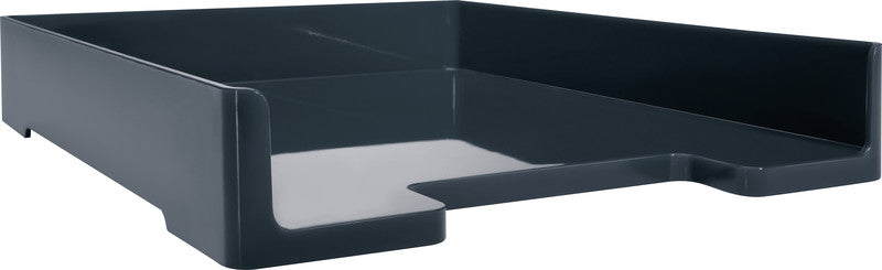 Sigel Briefkorb – mit Griffausschnitt, mit Beschriftungsfeld, glänzend, grau, B 268 × H 50 × T 333 mm