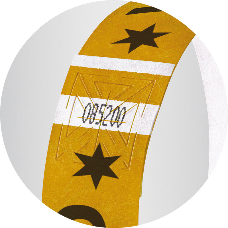 Sigel Super Soft Event-Armband – 25 × 255 mm, gold, Kunststoff, fortlaufend nummeriert – 120 Stk