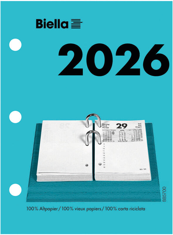 Biella Kalender-Einlage – 1 Tag/Seite, Spezial (70/38 mm), 8 × 10,8 cm, 2026