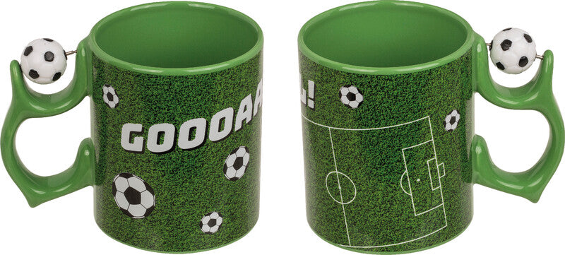 Out oft the blue Out of the Blue Tasse mit Fussball am Griff – 350 ml, Steingut, Mehrfarbig
