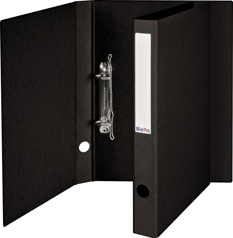 Biella Zeigebuch – A4 Hochformat – 2-Ring Bügelmechanik, Ø 25 mm, Rücken 31 mm – Schwarz, Karton, mit Griffloch