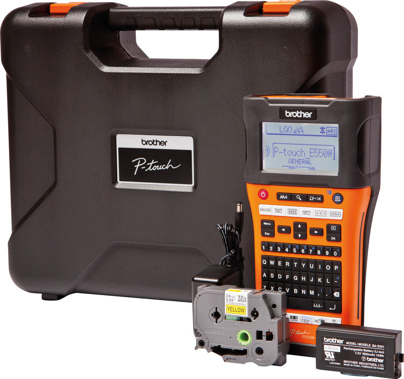 Brother E550WVP – Beschriftungsgerät für TZe-Bänder 3,5–24 mm, USB, Auto-Cutter