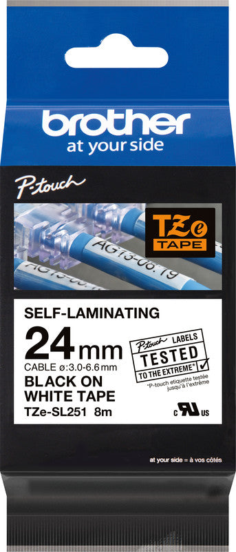 Brother Schriftband – 24 mm × 8 m, weiss, schwarz