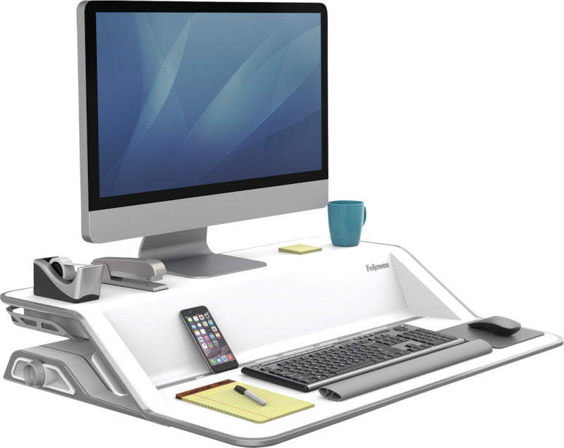 Fellowes Stehtisch – 80,6 × 20,7 × 14–43,2 cm – weiss – höhenverstellbar