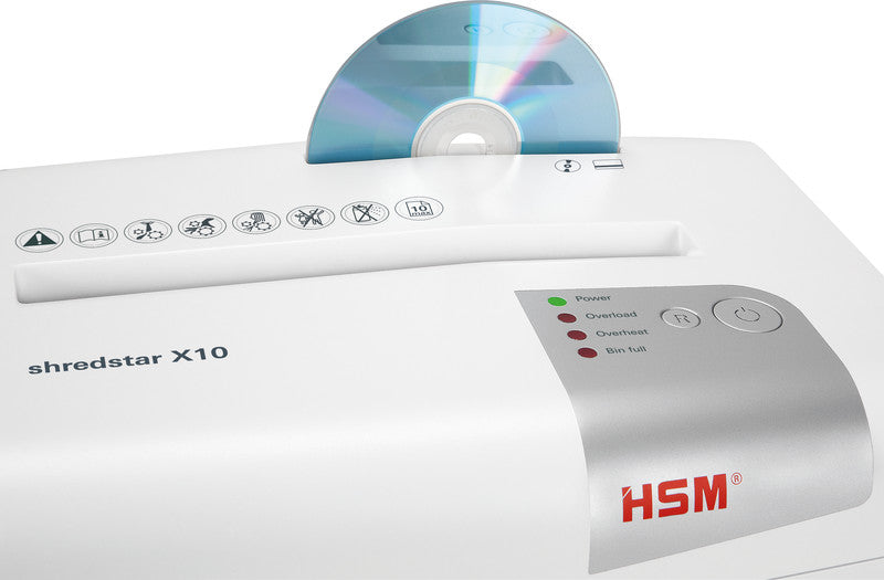 HSM Shredstar X10 – Aktenvernichter, DIN P-4, Partikelschnitt 4,5 × 30 mm, 10 Blatt, 20 l, A4