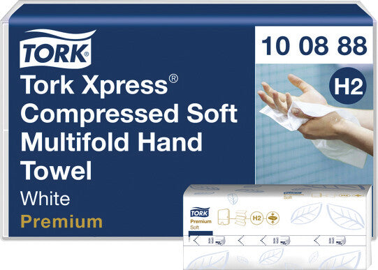 Tork Falthandtuch – W-Falz, 2-lagig, Zellstoff, Weiss, 212 × 320 mm, für Tork H2 System, 170 Stk.