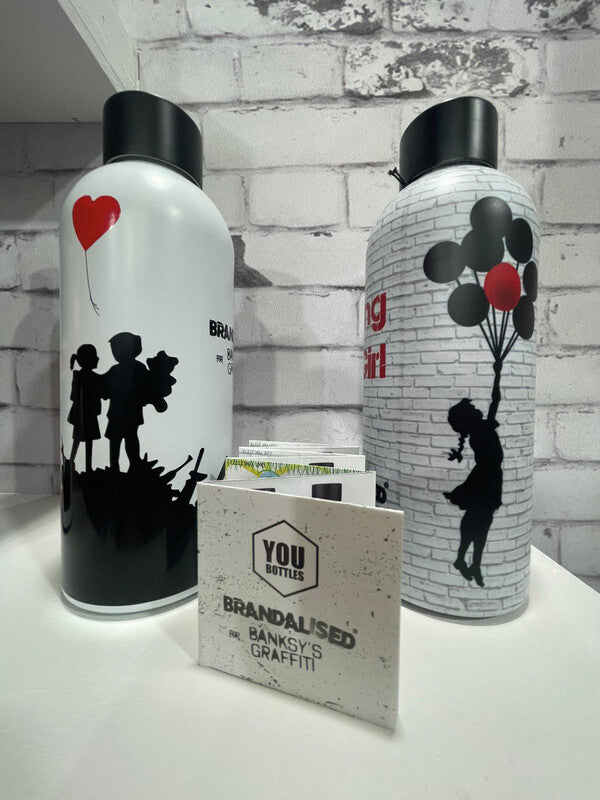 Youbottles Trinkflasche Dual – 5 dl – Edelstahl, isoliert, auslaufsicher – Banksy Kids on Guns